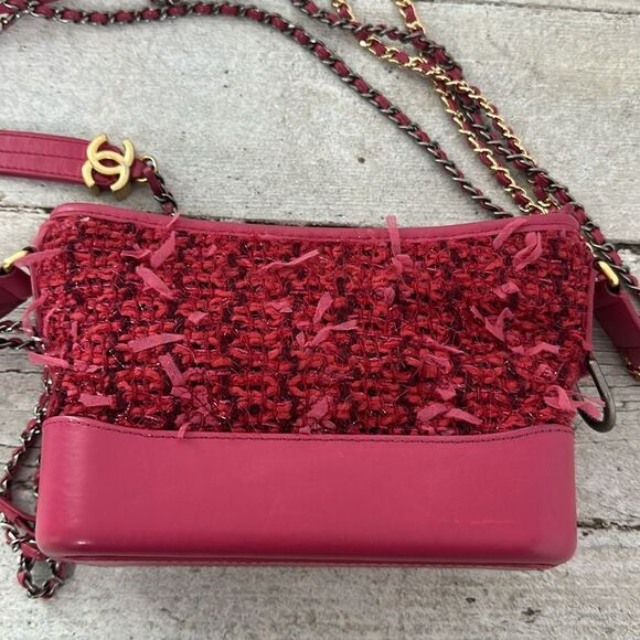 Vintage Y2K Pink Preppy Tweed 2 Way Shoulder Crossbody Bag - Picture 3 of 10